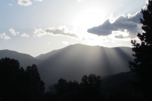 Light Rays at Sunset over the Eddies - Mount Shasta, CA